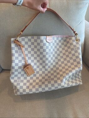Louis Vuitton Damier Azur Canvas Tote with Natural Vachetta Trim